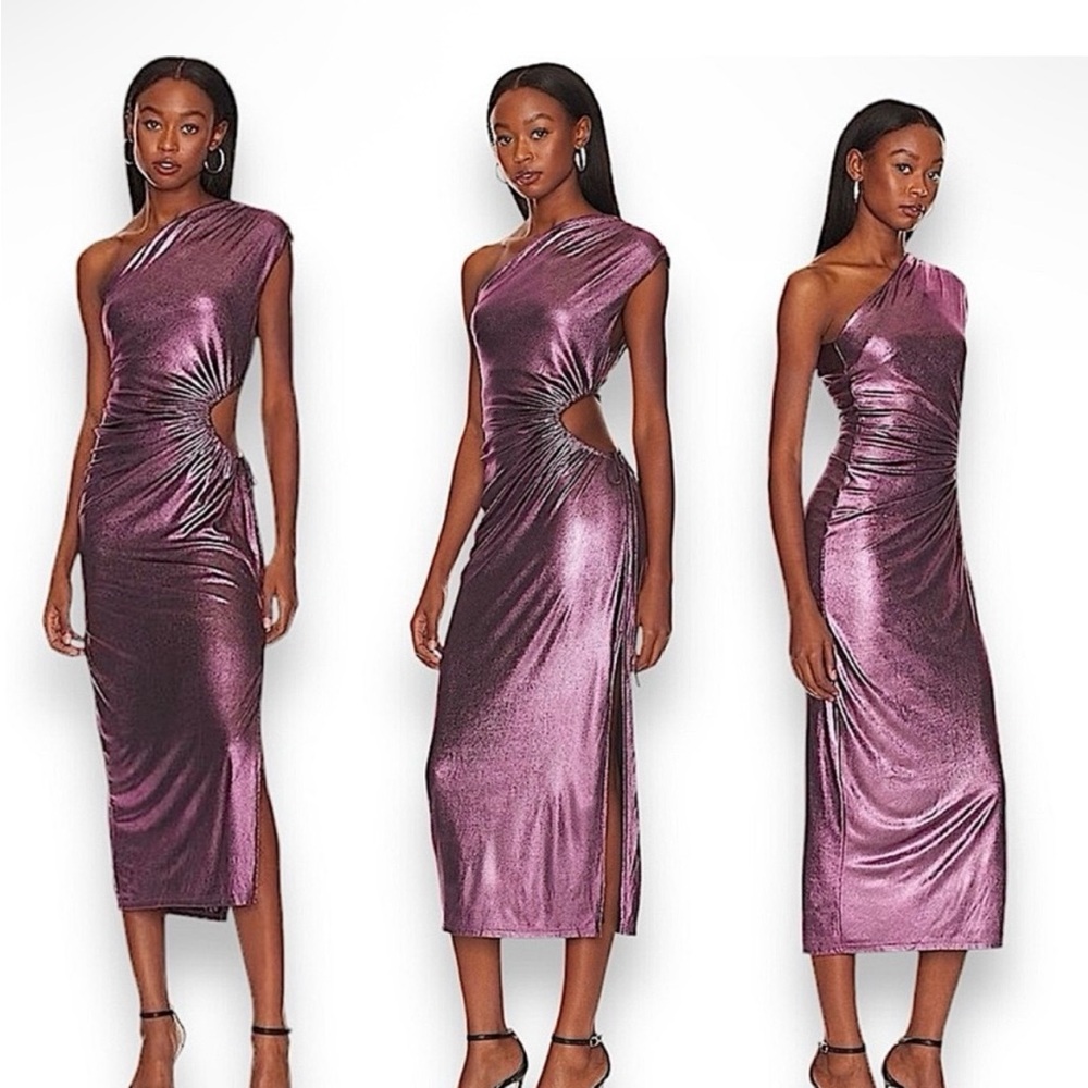 NWT Revolve X Line & Dot Opal Midi Dress In Metallic Purple